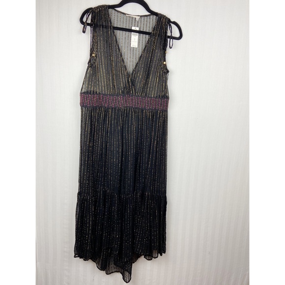 Anthro Floreat Annecy Gold Metallic Dress 4 Small - Picture 1 of 12